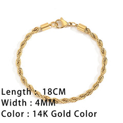 Snake Chain Bracelets Gold Plated Stainless Steel