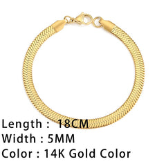 Snake Chain Bracelets Gold Plated Stainless Steel