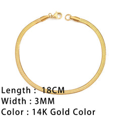 Snake Chain Bracelets Gold Plated Stainless Steel