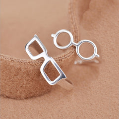 Fashion Glasses Frames Ring Simple Silver Color