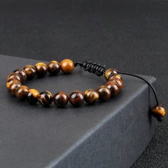 Natural Tiger Eye Stone Bracelet 4 6 8mm Round Beads Braided