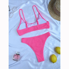 Rib Bikini Set Swimwear 2-Pieces Brazilian Swimming Suit