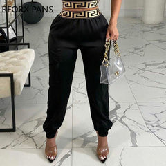 Women Chic Geometric Patchwork Tank Sleeveless Crop Short Top&amp; Long Bottom Pants Set