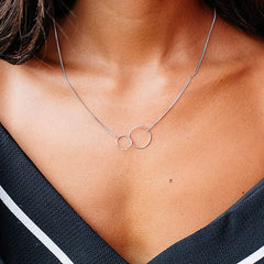 S925 Silver Mother Daughter Necklace Women Mother&#39;s Day Gift Two Interlocking Infinity Circles Pendant Necklaces