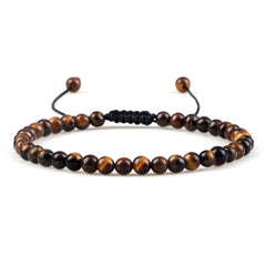 Natural Tiger Eye Stone Bracelet 4 6 8mm Round Beads Braided