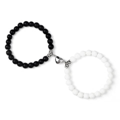 2pcs/set Natural Stone Beads Bracelet for Lovers Heart Magnet Attraction