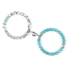 2pcs/set Natural Stone Beads Bracelet for Lovers Heart Magnet Attraction