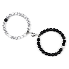 2pcs/set Natural Stone Beads Bracelet for Lovers Heart Magnet Attraction