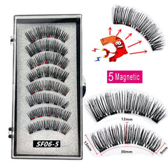 2 Pairs 3D Natural Magnetic Eyelashes ,With 5 Magnetic Lashes Handmade Reusable Magnetic False Eyelashes