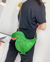 Fashion Sequins Dinosaur Crossbody Bags for Women Cute Glittery Shoulder Bag for Girls Funny Novelty Bag Lovely Small Purse 2022