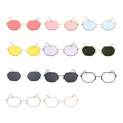 Square Metal Mirror Sunglasses for Women