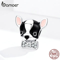 bamoer Enamel Lovely Chihuahua Dog Charm Silver 925 Original Fit Bracelet &amp; Bangle 925 Sterling Silver Jewelry Femme SCC1310