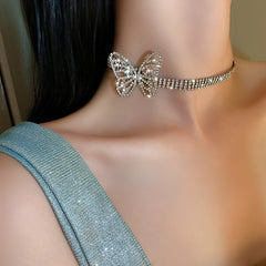 Butterfly Crystal Choker Shine Rhinestone Necklace
