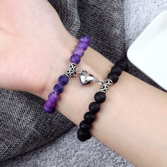 2pcs/set Couple Distance Beads Bracelet Natural Stone Bracelets