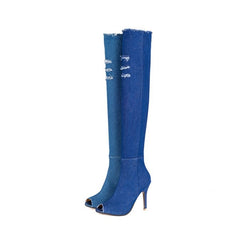 Boots High Heels Peep Toe Over The Knee Boots Tight High Stiletto