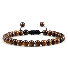 Natural Tiger Eye Stone Bracelet 4 6 8mm Round Beads Braided