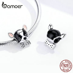 bamoer Enamel Lovely Chihuahua Dog Charm Silver 925 Original Fit Bracelet &amp; Bangle 925 Sterling Silver Jewelry Femme SCC1310