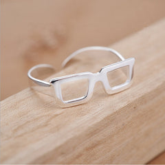 Fashion Glasses Frames Ring Simple Silver Color