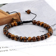 Natural Tiger Eye Stone Bracelet 4 6 8mm Round Beads Braided