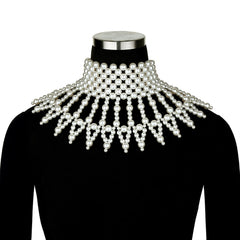 Sexy Women&#39;s Pearl Body Chains Bra Shawl Fashion Adjustable Size Shoulder Necklaces Tops Chain Wedding Dress Pearls Body Jewelry