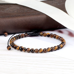 Natural Tiger Eye Stone Bracelet 4 6 8mm Round Beads Braided