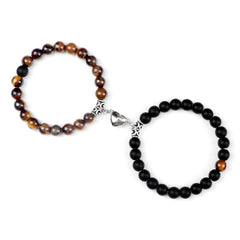 2pcs/set Natural Stone Beads Bracelet for Lovers Heart Magnet Attraction