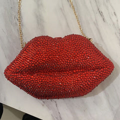 Lip Rhinestones Bling Purse Crystal Shoulder Diamond Handbags