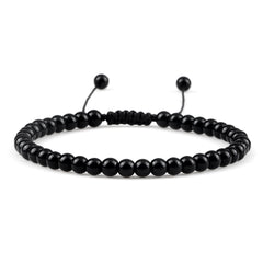 Beaded Bracelet Handmade 4 6 8mm Natural Stone Shiny Black Onyx Beads Bracelets