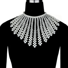 Sexy Women&#39;s Pearl Body Chains Bra Shawl Fashion Adjustable Size Shoulder Necklaces Tops Chain Wedding Dress Pearls Body Jewelry