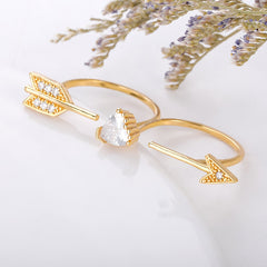 New Style Cupid Heart Arrow Rings For Women Adjustable Two Finger Ring Zircon Charm Jewelry Wedding Couple Gifts BFF