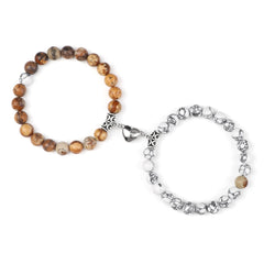 2pcs/set Natural Stone Beads Bracelet for Lovers Heart Magnet Attraction