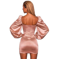 Satin Dress Long Sleeve Sexy Dress Tube Top