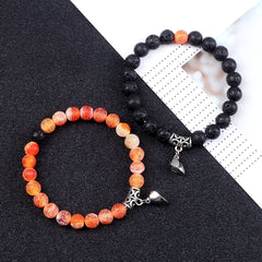 2pcs/set Couple Distance Beads Bracelet Natural Stone Bracelets