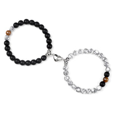 2pcs/set Natural Stone Beads Bracelet for Lovers Heart Magnet Attraction