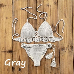 Hand Crochet Swimwear Sexy Crop Top Bikini Set