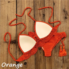 Hand Crochet Swimwear Sexy Crop Top Bikini Set