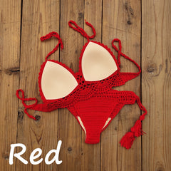 Hand Crochet Swimwear Sexy Crop Top Bikini Set