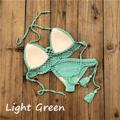 Hand Crochet Swimwear Sexy Crop Top Bikini Set