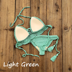 Hand Crochet Swimwear Sexy Crop Top Bikini Set