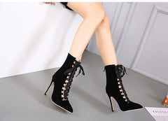 Gladiator Pump Genova Stiletto Sandal Boot Pointed Toe Strappy Lace Up Pumps Shoes