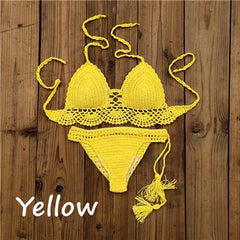 Hand Crochet Swimwear Sexy Crop Top Bikini Set