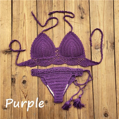 Hand Crochet Swimwear Sexy Crop Top Bikini Set