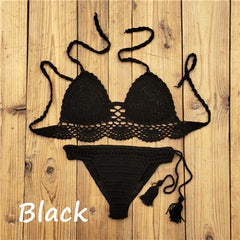 Hand Crochet Swimwear Sexy Crop Top Bikini Set