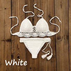 Hand Crochet Swimwear Sexy Crop Top Bikini Set