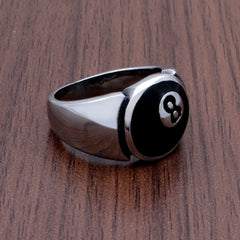 Stainless Steel Number Black 8 Eight Pool Billiard Ball Gear Ring