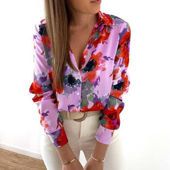 2022 New Floral Blouse Women Turn-down Collar Long Sleeve Fashion Plus Size Casual Blouses Elegant Lady Office Work Shirts Tops