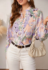 gillian lantern sleeves Floral printed women shirt elegant shirts