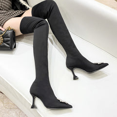 Star style Crystal Stretch Women Thigh high Elastic Slim Over the knee Boots