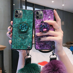 Diamond Lanyard Bracket Case For iPhone Bling Crystal Holder Cover