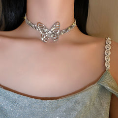 Butterfly Crystal Choker Shine Rhinestone Necklace
